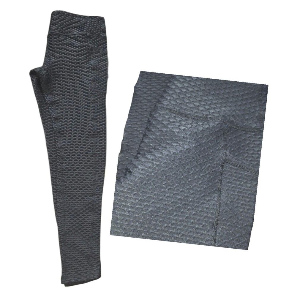 CONSTANTLY VARIED GEAR Sz M Textured Black Athletic Media Pockets Logo Leggings